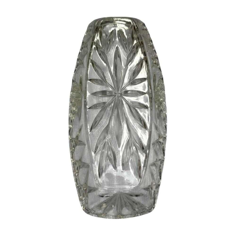 Vintage Pressed Glass Celery Relish Dish Starburst Leaf 9 Inch Clear - Picture 2 of 6